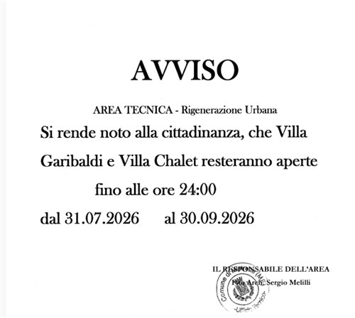 Orario chiusura Ville