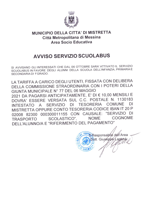 Avviso Servizio Scuolabus